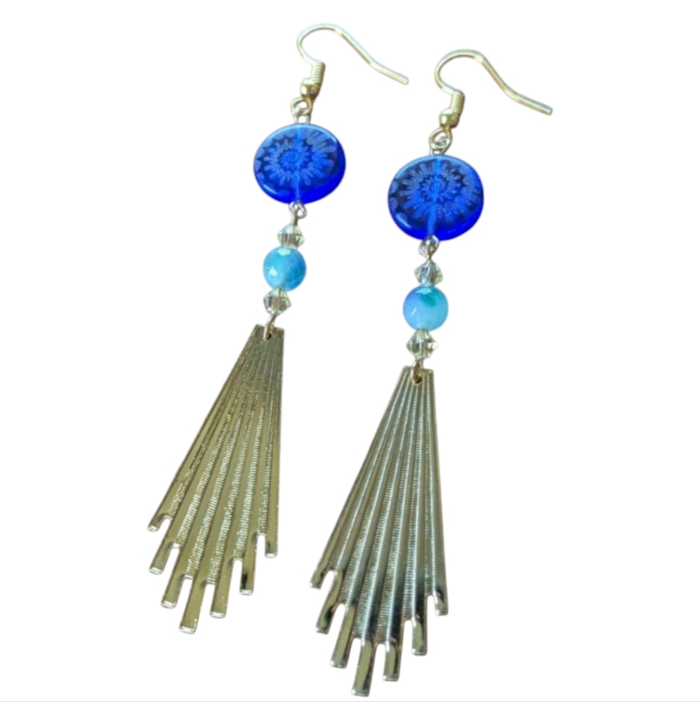 Nautilus Czech Glass Art Deco Earrings